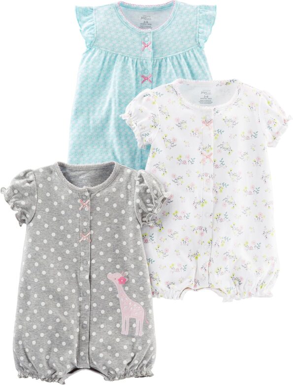 best  dress  for girl baby Simple Joys by Carter's baby-girls 3-pack Snap-up Rompers  - best price kids girl dress in best baby specials