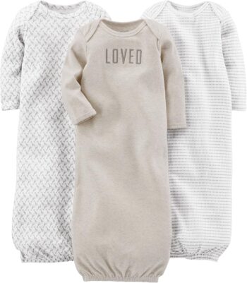 best  dress  for girl baby Simple Joys by Carter's Baby 3-Pack Neutral Cotton Sleeper Gown  - best price kids girl dress in best baby specials