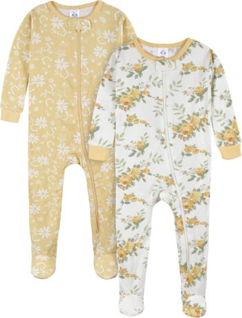 best  dress  for girl baby Gerber Baby Girls' 2-Pack Footed Pajamas  - best price kids girl dress in best baby specials  