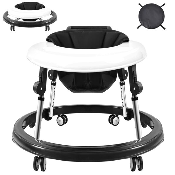 best  baby walkers for baby Baby Walker, Foldable 9-Gear Height Adjustable Baby Walker with Wheels, Infant Toddler Walker with Foot Pads, Anti-Fall Baby Walkers and Activity Center Bouncer Combo for Boys and Girls 6-24 Months  - best price baby  walker in best baby specials