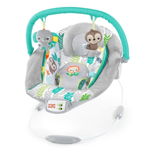 best  baby Bouncers for baby Bright Starts Comfy Baby Bouncer Soothing Vibrations Infant Seat - Taggies, Music, Removable Toy-Bar, 0-6 Months Up to 20 lbs (Jungle Vines)  - best price baby  Bouncers in best baby specials