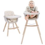 Best chair  3-in-1 Convertible Wooden High Chair, High Chairs for Babies and Toddlers, Baby High Chair with Adjustable Legs & Dishwasher Safe Tray, Made of Sleek Hardwood & Premium Leatherette, Beige Color  - best price baby   moms chair for baby in best baby specials