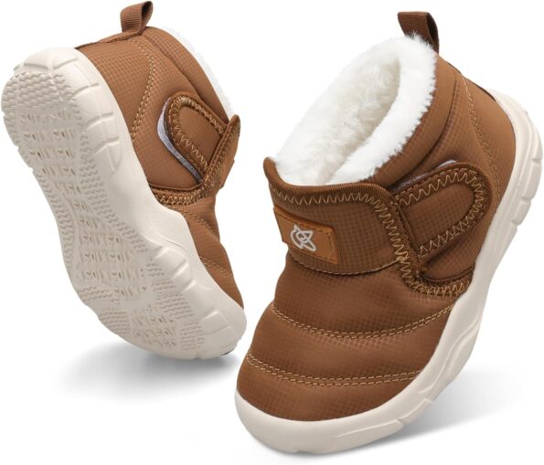 QFH Baby Boys Girls Winter Warm Shoes Cozy Fleece Snow Boots Toddler Non-Slip Walking Shoes Infant Outdoor Water Resistance Faux Fur Booties best price baby shoes in best baby specials