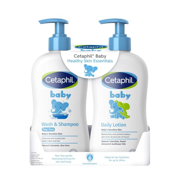 baby care Cetaphil Baby Wash & Shampoo Plus Body Lotion, Healthy Skin Essentials, Head to Toe Hydration for up to 24 Hours, for Delicate, Sensitive Skin, 2-Pack,White best price baby Bathing in best baby specials