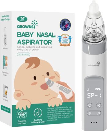 baby health products very helpful  GROWNSY Nasal Aspirator for Baby, Baby Nose Sucker Pro with 3 Soft Silicone Tips, Adjustable Suction, Electric Nose Suction for Baby, Built-in Music & Light Soothing   in best baby specials