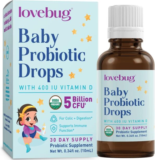 baby health products very helpful  Lovebug Award Winning USDA Organic Probiotic for Infants & Babies | Helps with Colic, Reflux, Diarrhea, Constipation & Gas | Multi-Strain 5 Billion CFU | Liquid Drops | Ages 0-24 Months   in best baby specials