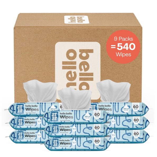 best Strollers  for baby Hello Bello Extra Gentle Unscented Baby Wipes, Plant Based, Made with 99% Water and Aloe for Babies and Kids, 60 Count (Pack of 9) Total 540 Count  - best price baby Strollers  in best baby specials