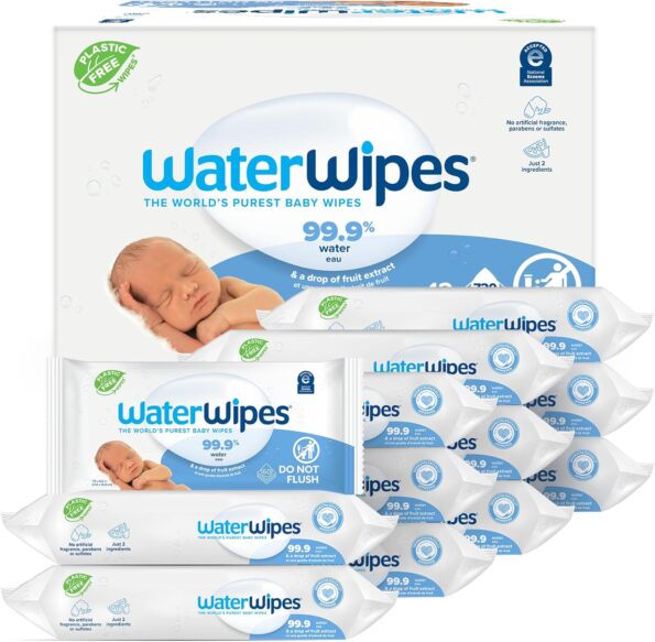 best Strollers  for baby WaterWipes Plastic-Free Original Baby Wipes, 99.9% Water Based Wipes, Unscented & Hypoallergenic for Sensitive Skin, 60 Count (Pack of 12), Packaging May Vary  - best price baby Strollers  in best baby specials