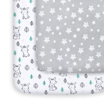 best baby Activity & Entertainment products   Pack and Play Sheets, 2 Pack Mini Crib Sheets, Stretchy Playard Fitted Sheet, Compatible with Graco Pack n Play, Soft and Breathable Material, Stars & Bunny  -  baby  in best baby specials