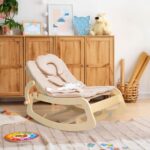 best  baby Bouncers for baby Baby Bouncer,Adjustable Baby Rocker, 3-in-1 Wooden Baby Rocker Chair with 5-Point Harness, Baby Recliner Seat for Infant to Toddlers,Beige  - best price baby  Bouncers in best baby specials