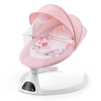 best  baby Bouncers for baby Baby Swing for Infants, Electric Portable Baby Swing for Babies, Bluetooth Touch Screen/Remote Control Timing Function 5 Swing Speeds Baby Rocker Chair with Music 5 Point Harness Pink  - best price baby  Bouncers in best baby specials