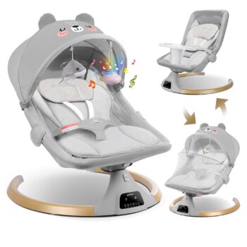 best  baby Bouncers for baby Baby Swings for Infants to Toddler,Baby Swing Newborn 3 in 1 Baby Rocker for Infants with Bluetooth,Remote Control,Removable Dinner Plate,4 Gear Sway Time,Heavy Duty Base Infant Swing for 0-24 Month  - best price baby  Bouncers in best baby specials