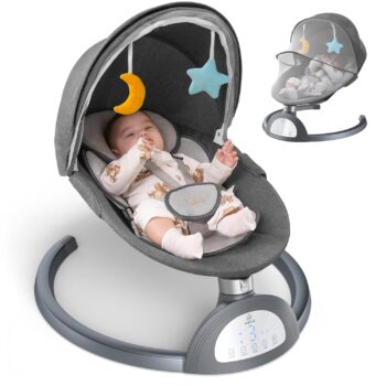 best  baby Bouncers for baby Electric Baby Swing for Infants to Toddler, Bluetooth Baby Rocker with Music Speaker, Portable Bouncer - 5 Sway Speeds, 3 Seat Positions, Remote Control for Indoor Use  - best price baby  Bouncers in best baby specials