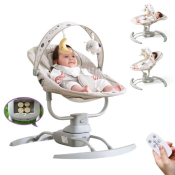 best  baby Bouncers for baby Electric Baby Swing for Newborn, Portable Baby Swings for Infants Girl Boys 5-20 lb, Baby Rocker with 3 Speeds, 8 Music, Adjustable Recline, Indoor/Outdoor Use, AC Adapter & Battery Operated  - best price baby  Bouncers in best baby specials