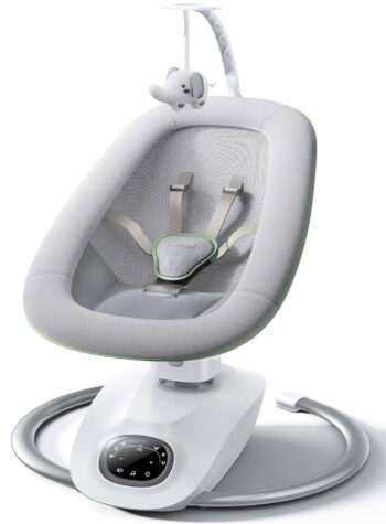 best  baby Bouncers for baby Momcozy CocoSway Baby Swing for Infants to Toddler, 3D-Motion Electric Baby Swing with 6 Motions & 4-Speeds, Remote Control, Infant Swing with 8 Preset Lullabies for Baby Boy Girl Up to 20 lbs  - best price baby  Bouncers in best baby specials