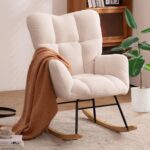 best  baby Bouncers for baby NIOIIKIT Nursery Rocking Chair Teddy Upholstered Glider Rocker Rocking Accent Chair Padded Seat with High Backrest Armchair Comfy Side Chair for Living Room Bedroom Offices (Ivory Teddy)  - best price baby  Bouncers in best baby specials