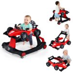 best  baby walkers for baby BABY JOY 4-in-1 Baby Walker, Foldable Activity Walker with Adjustable Height & Speed, Music, Lights, Anti-Rollover, Toddler Push Walker, Baby Walker with Wheels for Boys Girls 6-18 Months (Red)  - best price baby  walker in best baby specials