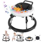 best  baby walkers for baby Baby Walker, Foldable 9-Gear Height Adjustable Baby Walker with Wheels, Infant Toddler Walker with Music Disk, Anti-Fall Baby Walkers and Activity Center with Foot Pads for Boys and Girls 6-24 Months  - best price baby  walker in best baby specials