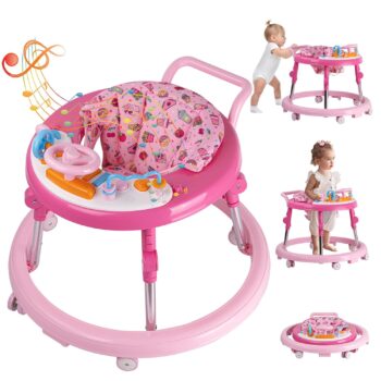 best  baby walkers for baby Baby Walker Foldable, Baby Walkers and Activity Center for Boys Girls Babies 6-18 Months with Feeding Tray & Music, and 5 Adjustable Heights, Baby Walker with Wheels…  - best price baby  walker in best baby specials