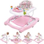 best  baby walkers for baby Foldable Baby 5-in-1 Activity Walker - Rocker, Activity Center, Bouncer, Seat Walker, Push Walker - Adjustable Speed Rear Wheels and Height Toys Ages 6-18 Months… (Pink)  - best price baby  walker in best baby specials