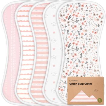 best boy baby dress kids Clothing Organic Burp Cloths for Baby Boys and Girls - 5-Pack Super Absorbent Burping Cloth, Burp Clothes, Soft & Plush, Newborn Milk Spit Up Rags, Burpy Cloth Bib for Unisex, Burping Rags (Sweet Charm)  - best price boy baby dress   in best baby specials