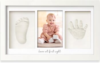 best gift for baby  Baby Hand and Footprint Kit - Clay Handprint Keepsake Frame, Newborn Nursery Picture Frame, Personalized New Mom Gifts for Baby Shower & Registry (Alpine White)  -  baby gift  in best baby specials