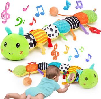 best gift for baby  Baby Sensory Toy 0-6 Month Music Animal Stuffed Plush Caterpillar Toy for Infant 0-3-6 Month Tummy Time with Baby Mirror Crinkle Rattle for 6-12 Month Easter Toy for Newborn Boys Girls Birthday Gifts  -  baby gift  in best baby specials