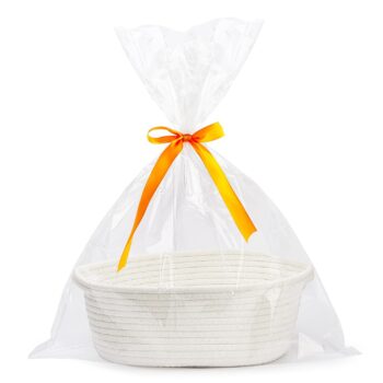 best gift for baby  Pro Goleem Small Woven Easter Basket with Gift Bags and Ribbons Durable Baskets for Gifts Empty Small Rope Basket for Storage 12"X 8" X 5" Baby Toy Baskets with Handles, White  -  baby gift  in best baby specials