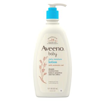 best price   Aveeno Baby Daily Moisture Body Lotion for Sensitive Skin, Hypoallergenic Moisturizing Baby Lotion with Nourishing Oatmeal to Deeply Moisturize Baby's Skin, Fragrance-Free, 18 fl. oz   in best baby specials  store