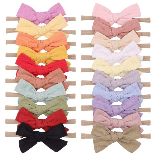 low price best quality    20pcs Baby Girls Cotton Hair Bows Headbands Nylon Hair Bands Elastic Hair Accessories for Newborn Kids Infants Toddlers   in best baby specials