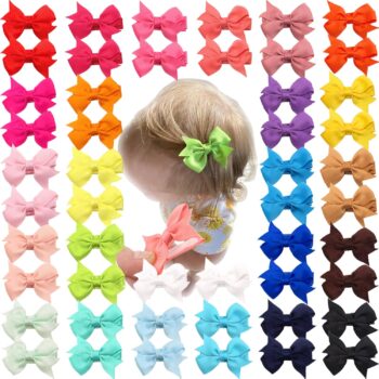 low price best quality    CÉLLOT Baby Hair Clips 50Pcs Tiny 2" Baby Hair Bows Fully Covered Barrettes Clips for Baby Girls Infants and Toddlers,25 Colors in Pairs   in best baby specials