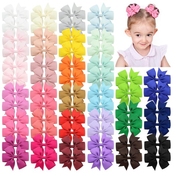 low price best quality    Choicbaby 60pcs 3 Inches Boutique Grosgrain Ribbon Pinwheel Hair Bows for Baby Girls, Toddler Bows Hair Clip Birthday Gifts In Pair   in best baby specials