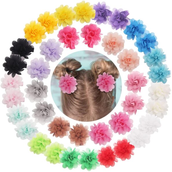 low price best quality    DeD 40PCS 2" Chiffon Flower Hair Bows Clips Flower Tiny Hair Clips Fine Hair for Girls Infants Toddlers Set of 20 Pairs   in best baby specials