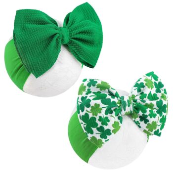 low price best quality    HAIRBAND, St.Patrick's Day Hair Accessories for Infant Baby Girls, Green Headbands with Bows, Shamrock Print, Nylon Hairbands, 2 Count   in best baby specials