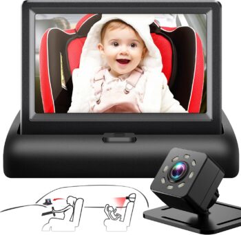 very helpful baby Travel Gear  Baby Car Mirror with 4.3'' HD Night Vision Function Display, Safety Car Seat Camera with Wide Crystal Clear View, Easily Observe The Baby’s Move(Not USB)  -  baby Carriers & Accessories  in best baby specials