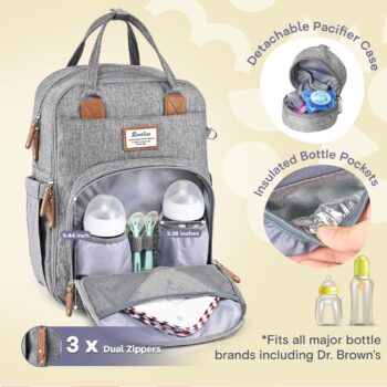 very helpful baby Travel Gear RUVALINO Diaper Bag Backpack Multifunction Travel Pack Maternity Baby Changing Bags Large Capacity Waterproof Gray baby Carriers Accessories in best baby specials