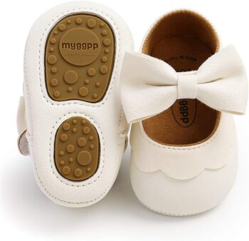 LAFEGEN Baby Girls Mary Jane Flats with Bownot Non Slip Soft Sole PU Leather Newborn Infant Toddler First Walker Cirb Dress Shoes best price baby shoes in best baby specials