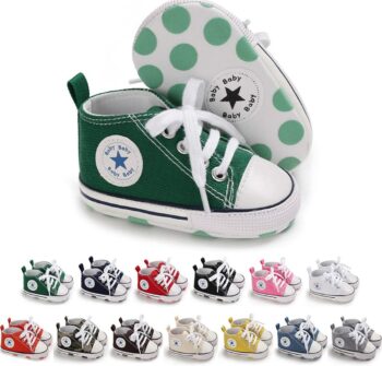 KIDSUN Unisex Baby Boys Girls High Top Sneaker Soft Anti-Slip Sole Newborn Infant First Walkers Canvas Denim Shoes best price baby shoes in best baby specials 