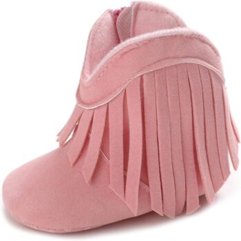 Meckior Baby Girls Cowboy Tassel Boots Side Zipper Moccasins Soft Bottom Non-Slip Toddler Shoe best price baby shoes in best baby specials 