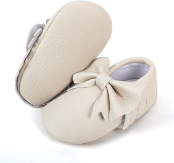 Bebila Double Bow Fringe Baby Moccasins Soft Sole Baby Shoes Girls Toddler Crib Flats best price baby shoes in best baby specials
